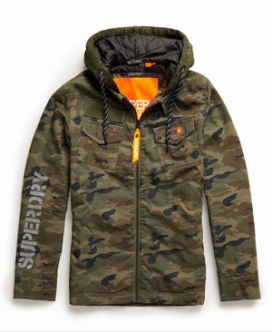 Superdry Icon Military Storm Hooded Ing Férfi Kapucnis Pulóver Zöld/Camo | PWTKV1789